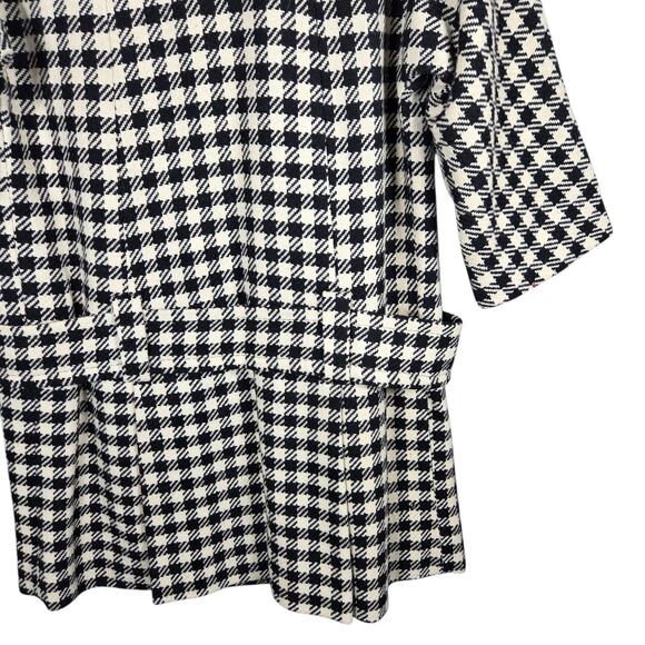 VTG 1960s Peerless 100% Wool Coat Black White Check Houndstooth Mod Midi Medium - Picture 10 of 15
